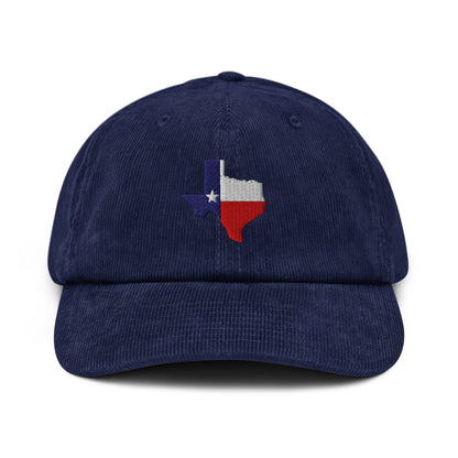 Texas Lone star sτate map Embroidered Corduroy Hat Oxford Navy