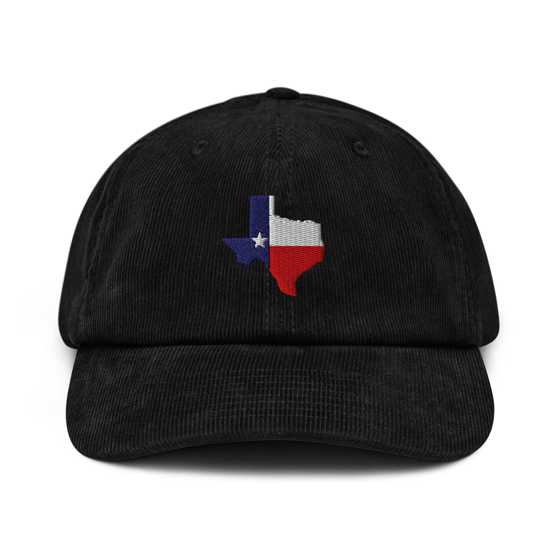 Texas Lone star sτate map Embroidered Corduroy Hat Black