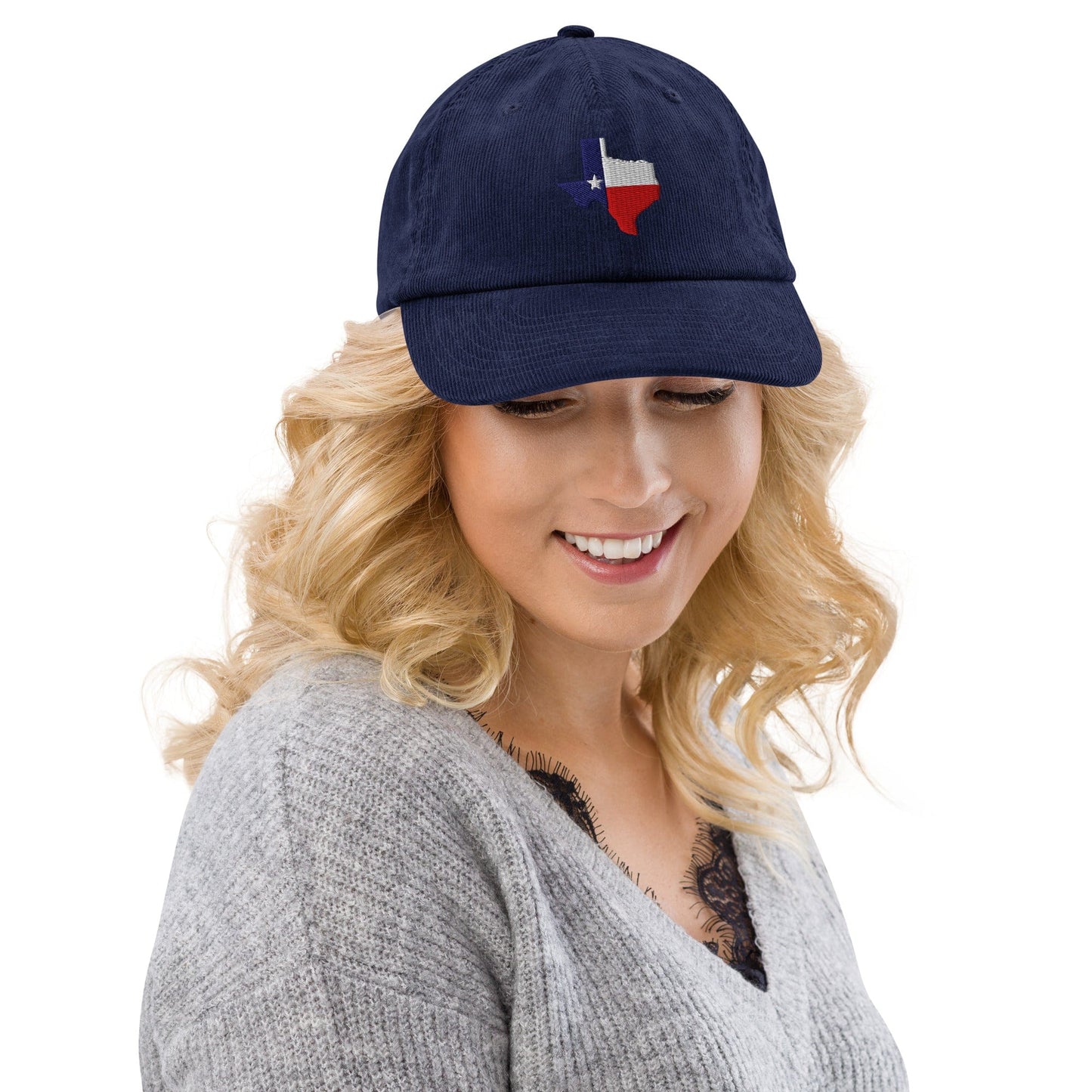 Texas Lone star sτate map Embroidered Corduroy Hat