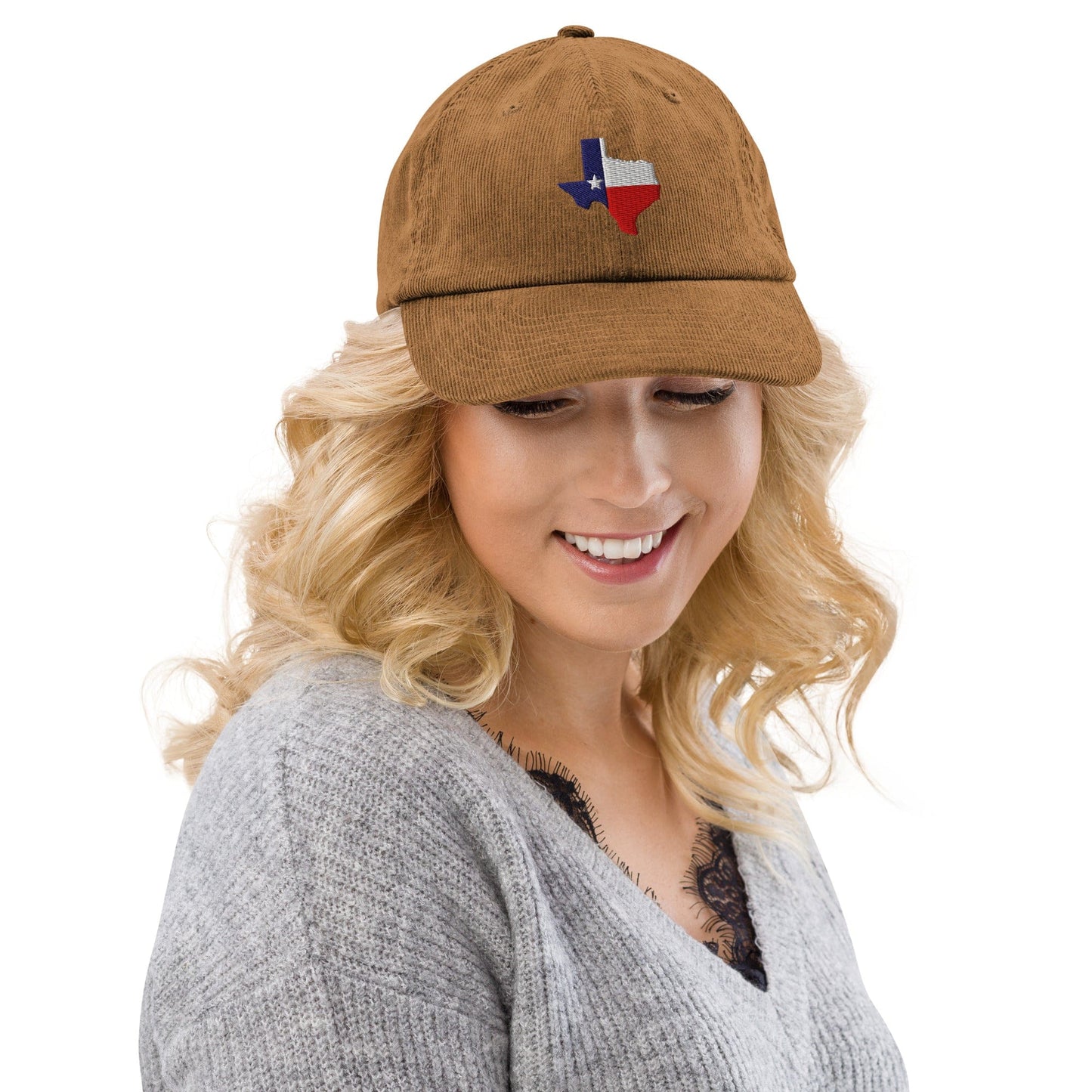 Texas Lone star sτate map Embroidered Corduroy Hat