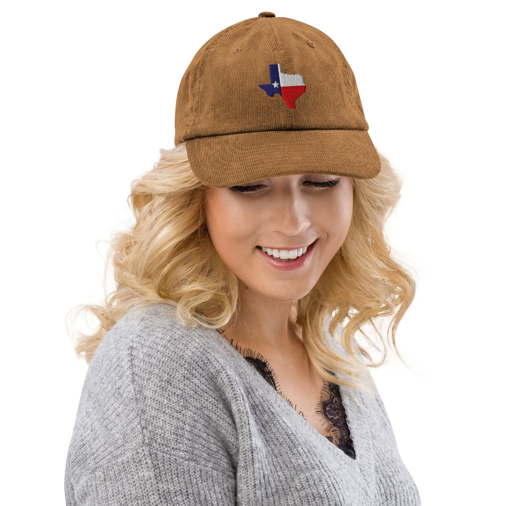 Texas Lone star sτate map Embroidered Corduroy Hat