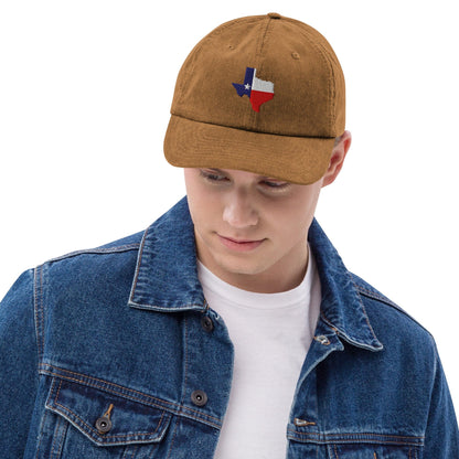 Texas Lone star sτate map Embroidered Corduroy Hat