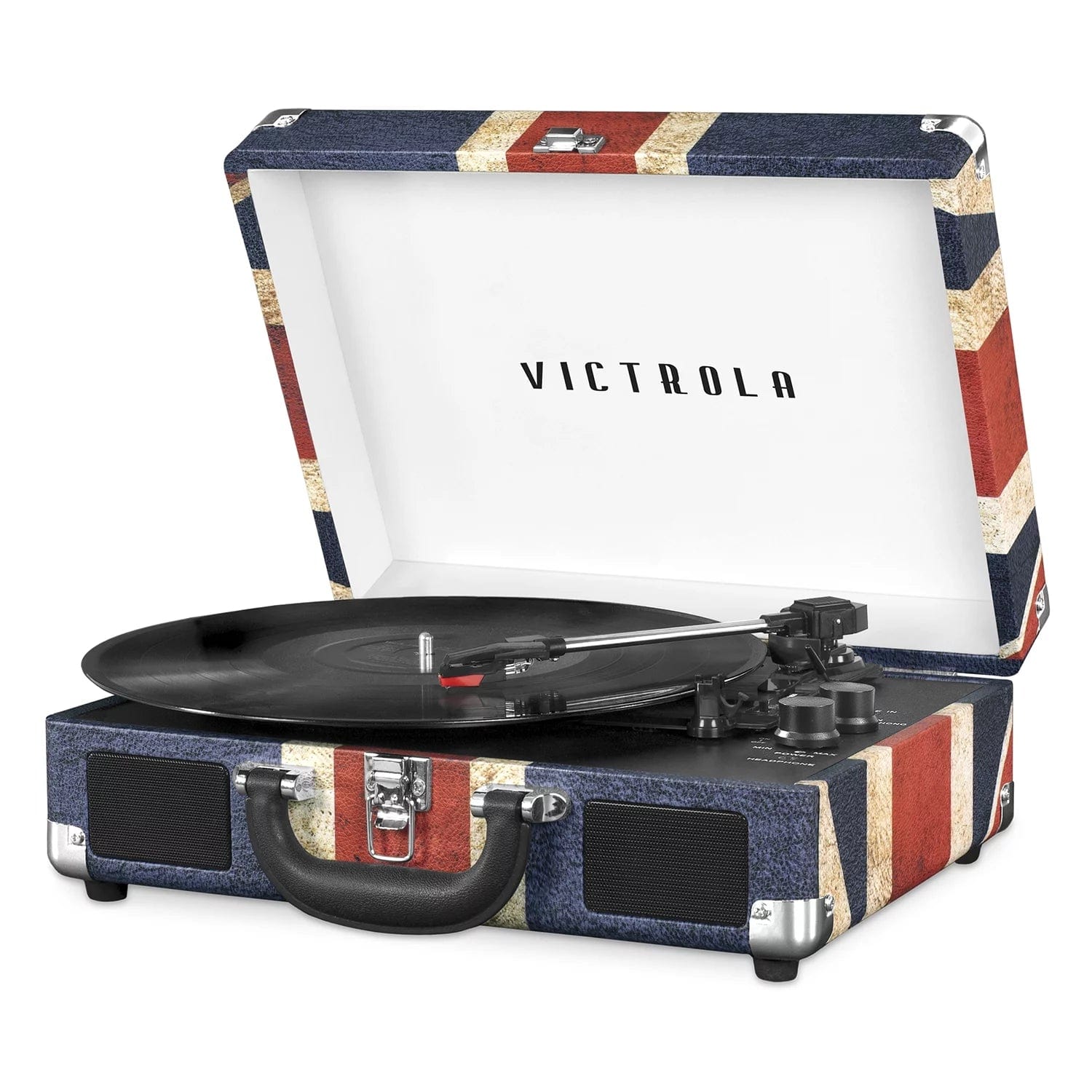 the Journey Bluetooth Suitcase Record Player with 3-Speed Turntable (Union Jack) Union Jack