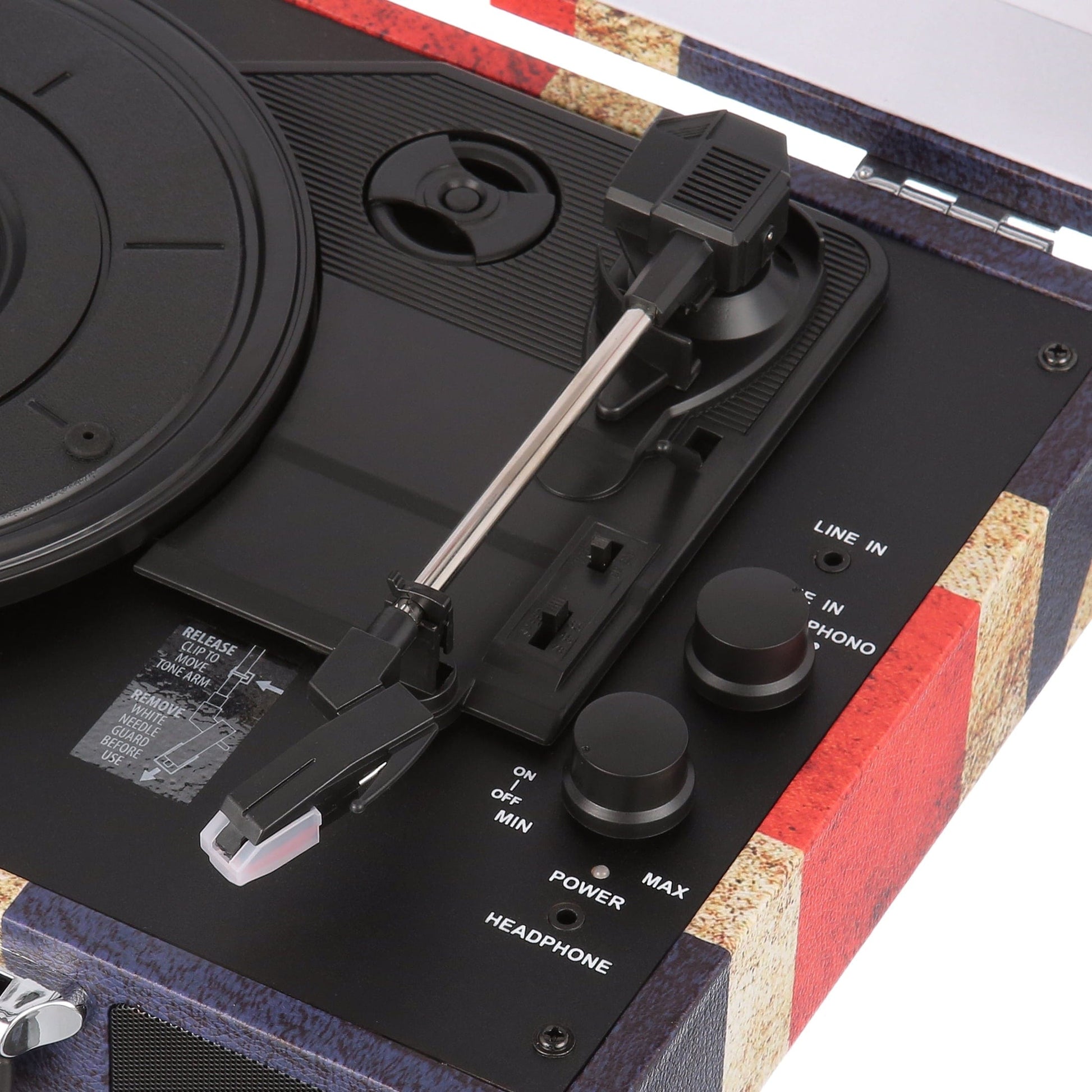 the Journey Bluetooth Suitcase Record Player with 3-Speed Turntable (Union Jack) Union Jack