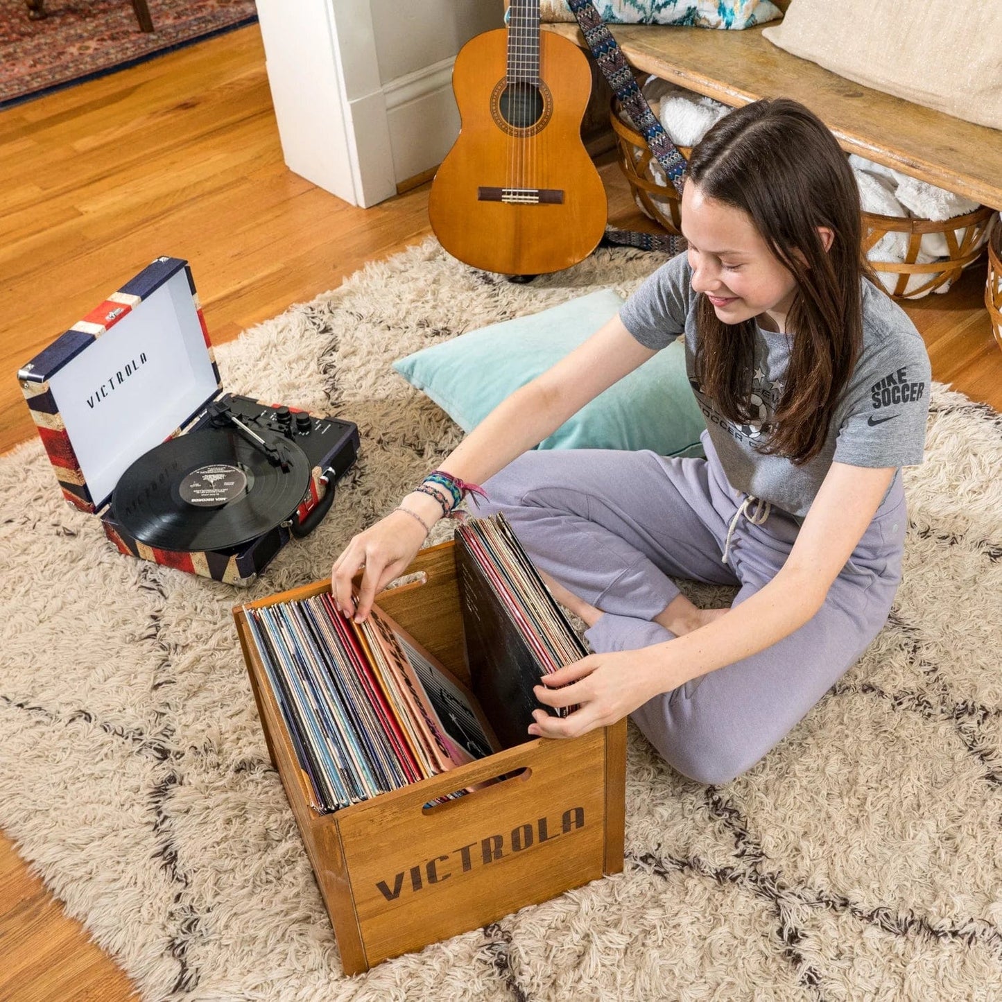 the Journey Bluetooth Suitcase Record Player with 3-Speed Turntable (Union Jack) Union Jack