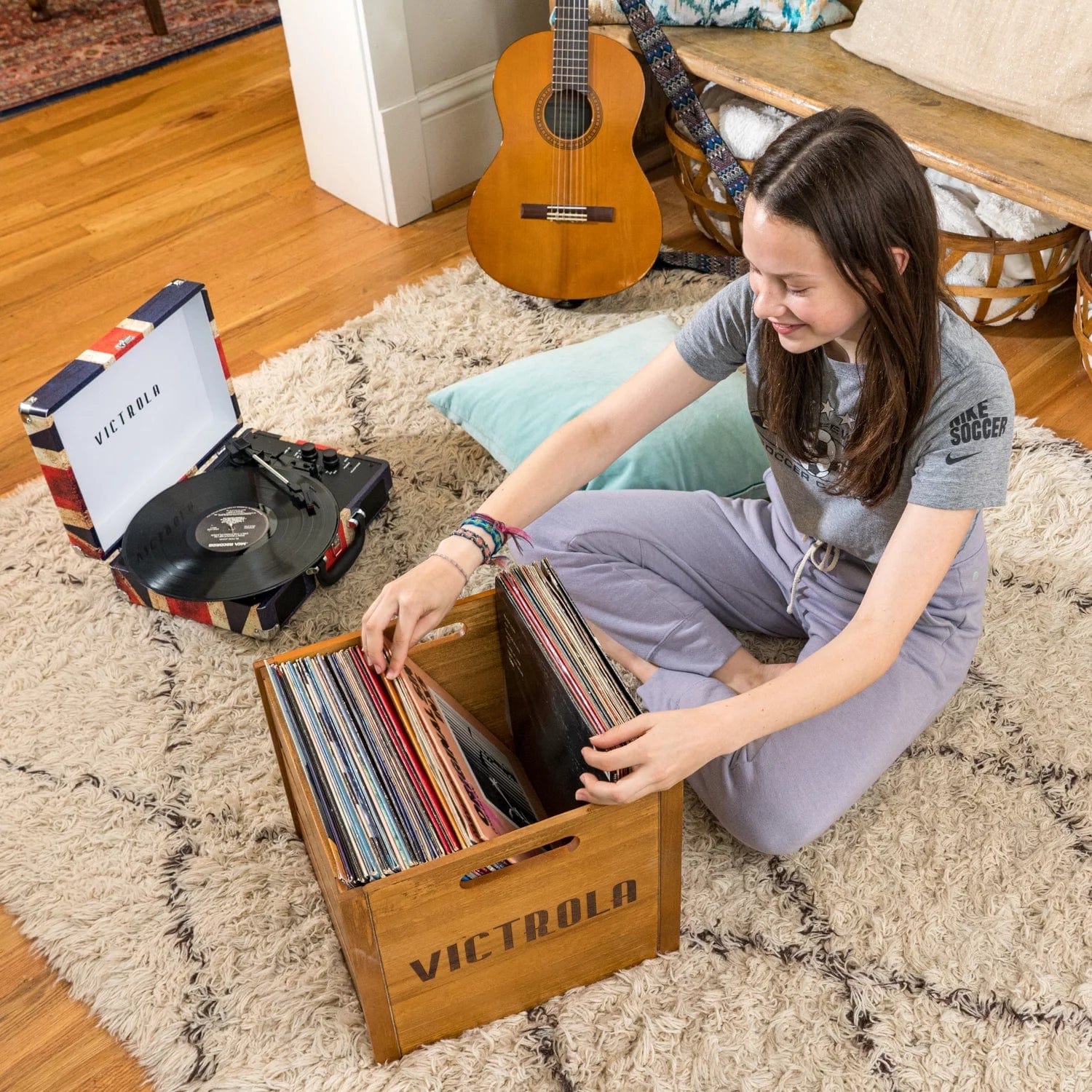 the Journey Bluetooth Suitcase Record Player with 3-Speed Turntable (Union Jack) Union Jack