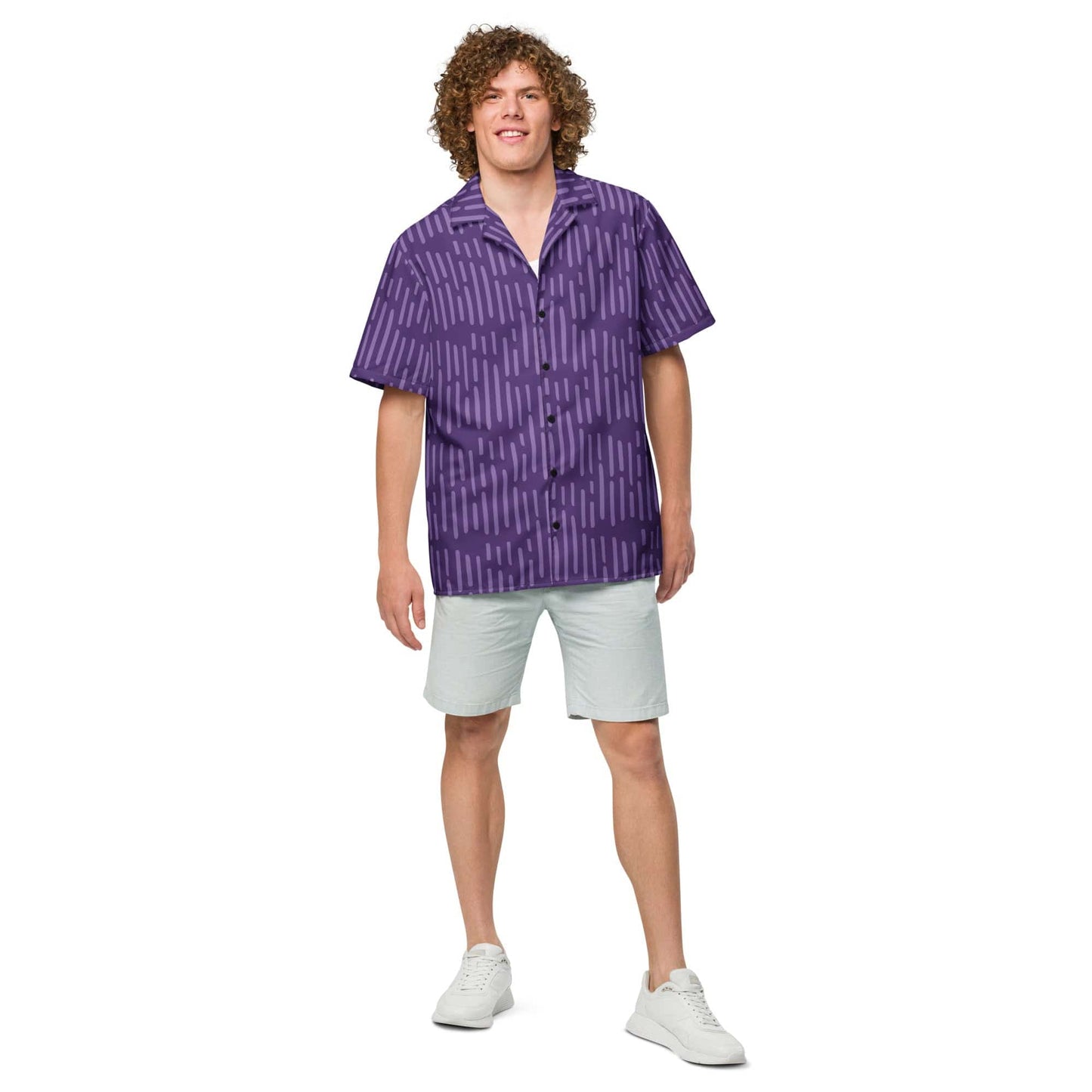 Trendy Purple pattern button Shirt