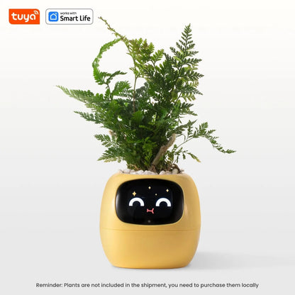 Tuya Ivy Smart Planter,Endless Fun over 49 Rich Expressions,7 Smart Sensors,Ai Chips Make Raising Plants Easy and Fun Yellow