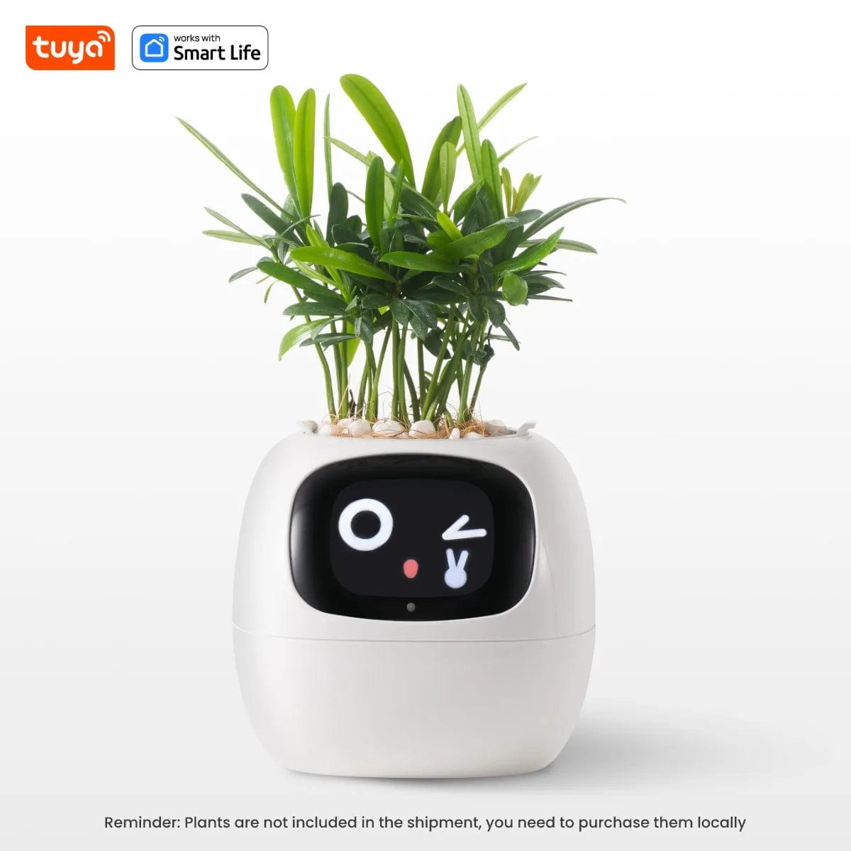 Tuya Ivy Smart Planter,Endless Fun over 49 Rich Expressions,7 Smart Sensors,Ai Chips Make Raising Plants Easy and Fun White