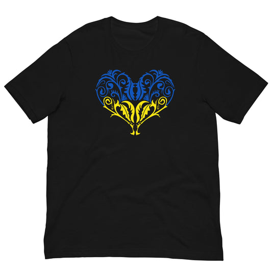 Ukraine flag heart T-shirt Black / XS