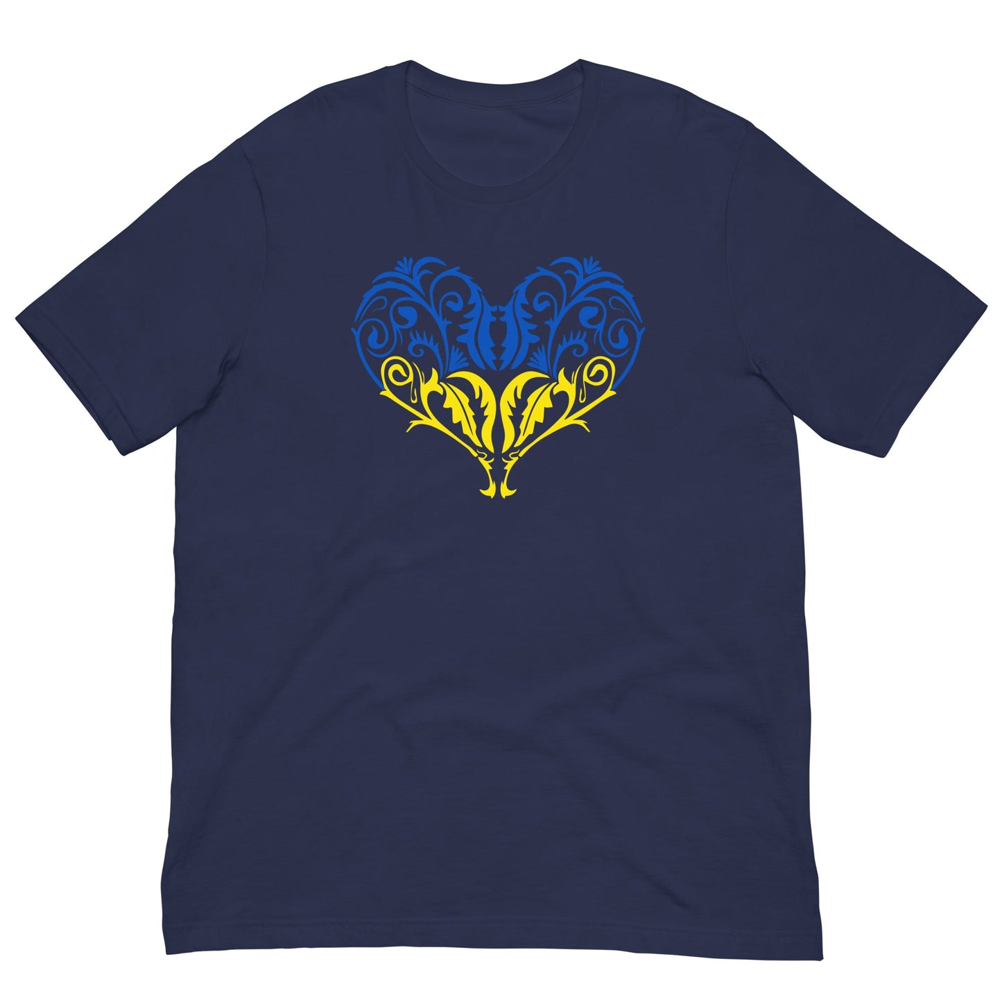 Ukraine flag heart T-shirt Navy / XS