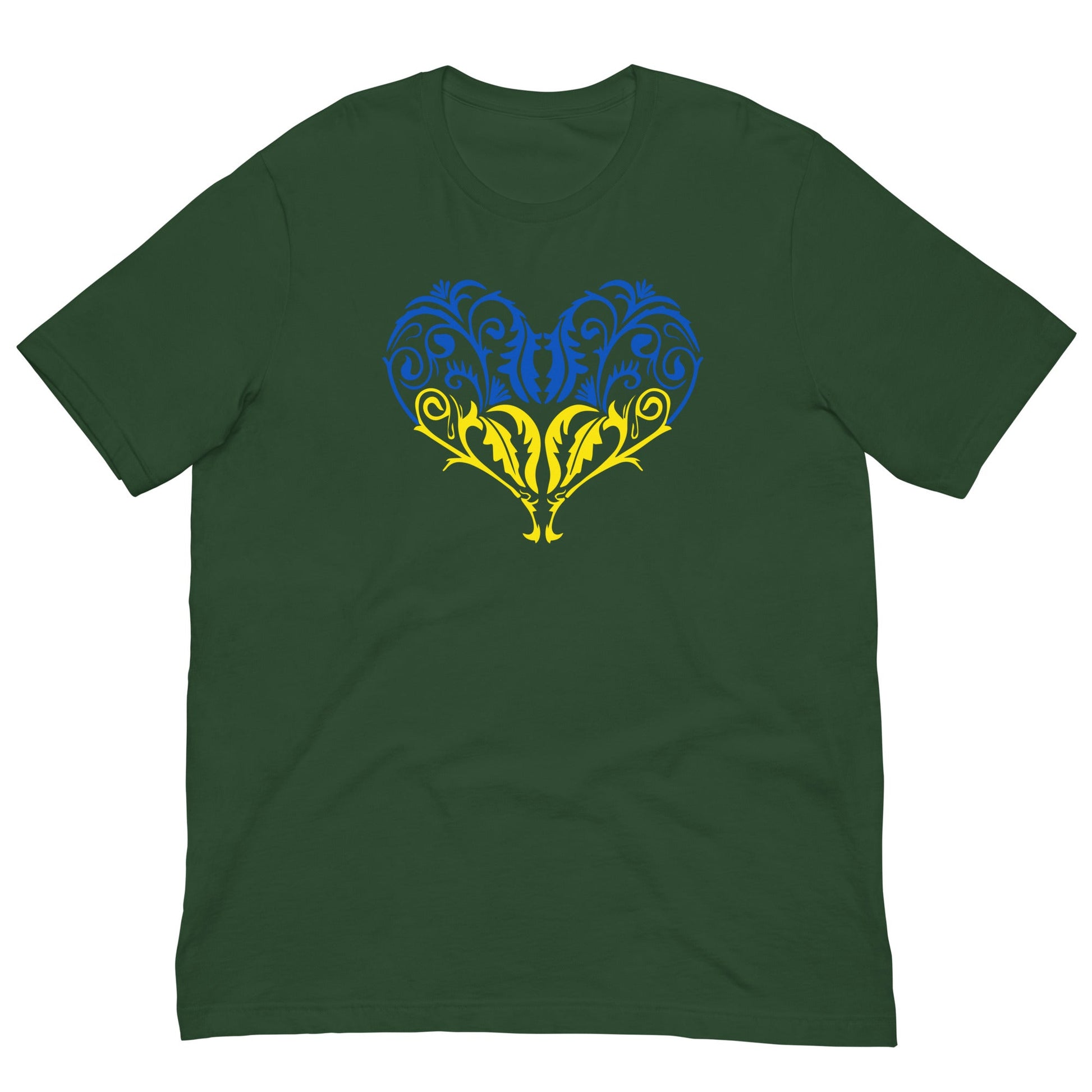 Ukraine flag heart T-shirt Forest / S