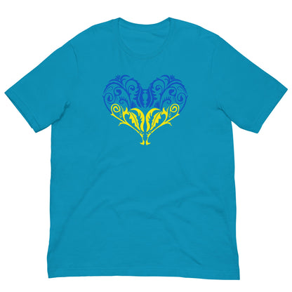 Ukraine flag heart T-shirt Aqua / S
