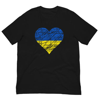 Ukraine Heart Flag Ukrajina T-shirt Black / XS