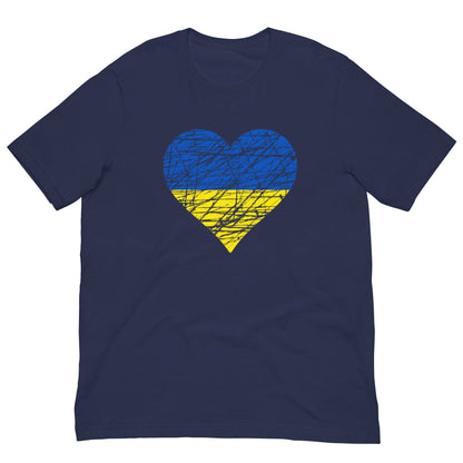 Ukraine Heart Flag Ukrajina T-shirt Navy / XS