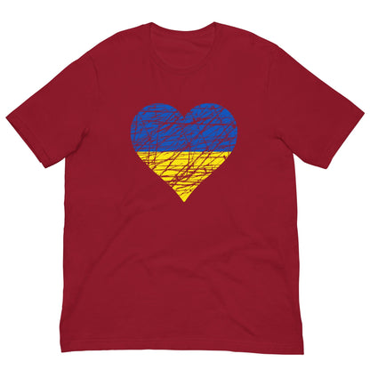 Ukraine Heart Flag Ukrajina T-shirt Cardinal / XS