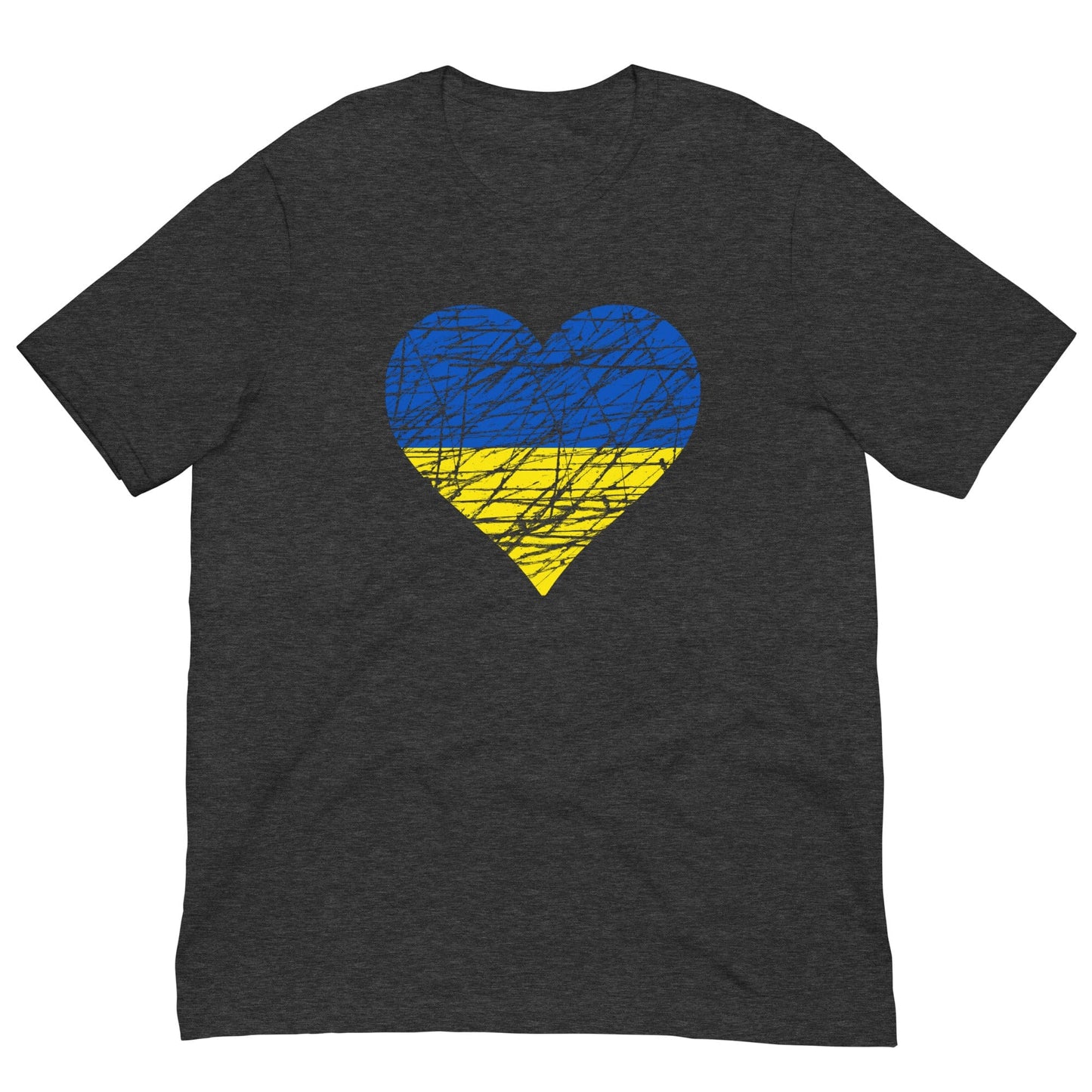 Ukraine Heart Flag Ukrajina T-shirt Dark Grey Heather / XS