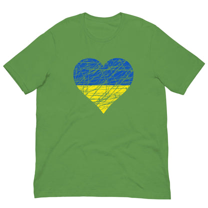 Ukraine Heart Flag Ukrajina T-shirt Leaf / S