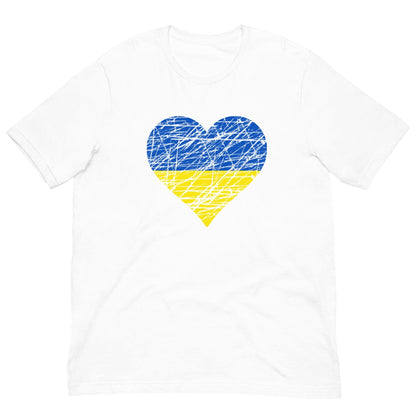 Ukraine Heart Flag Ukrajina T-shirt White / XS