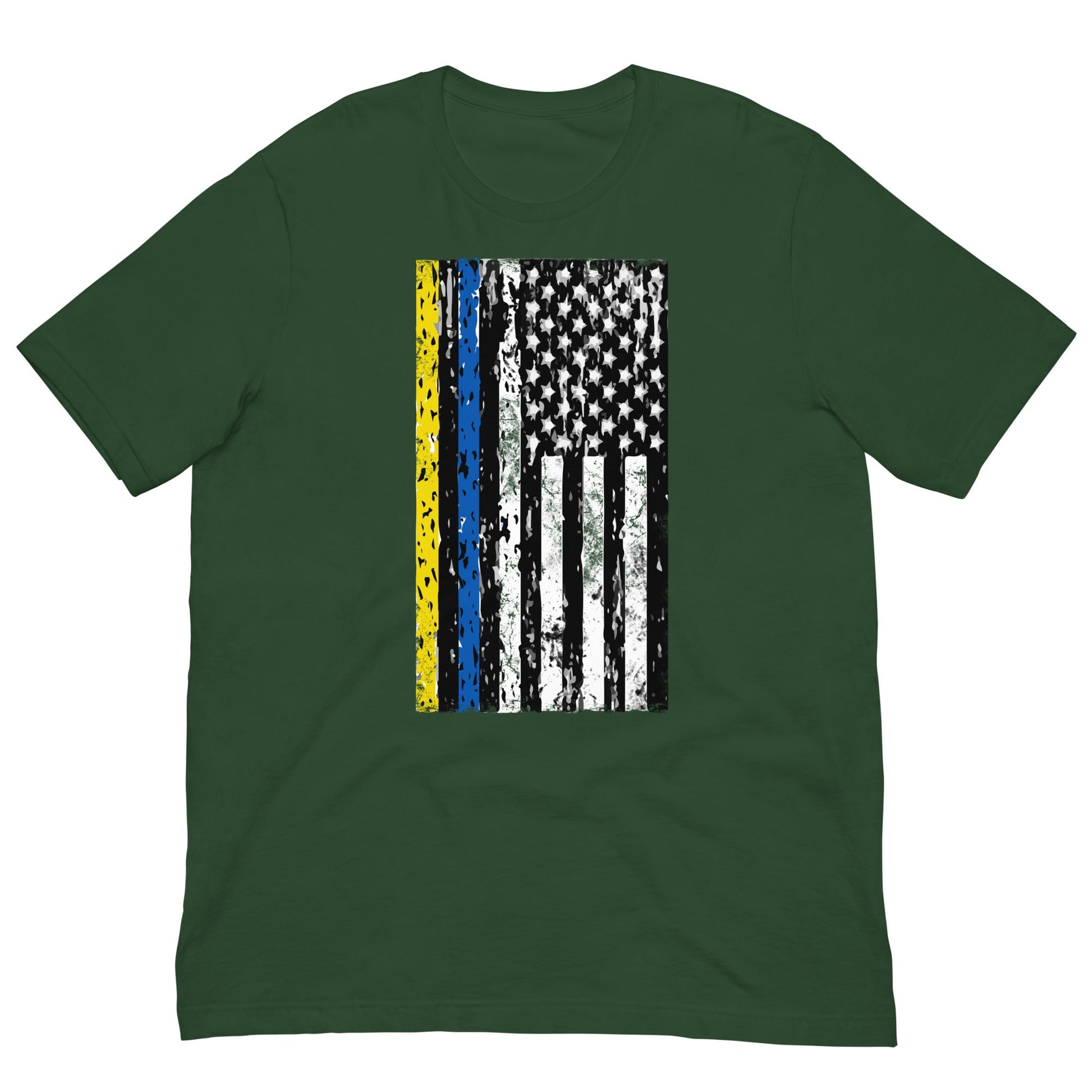 Ukrainian American Flag T-shirt Forest / S