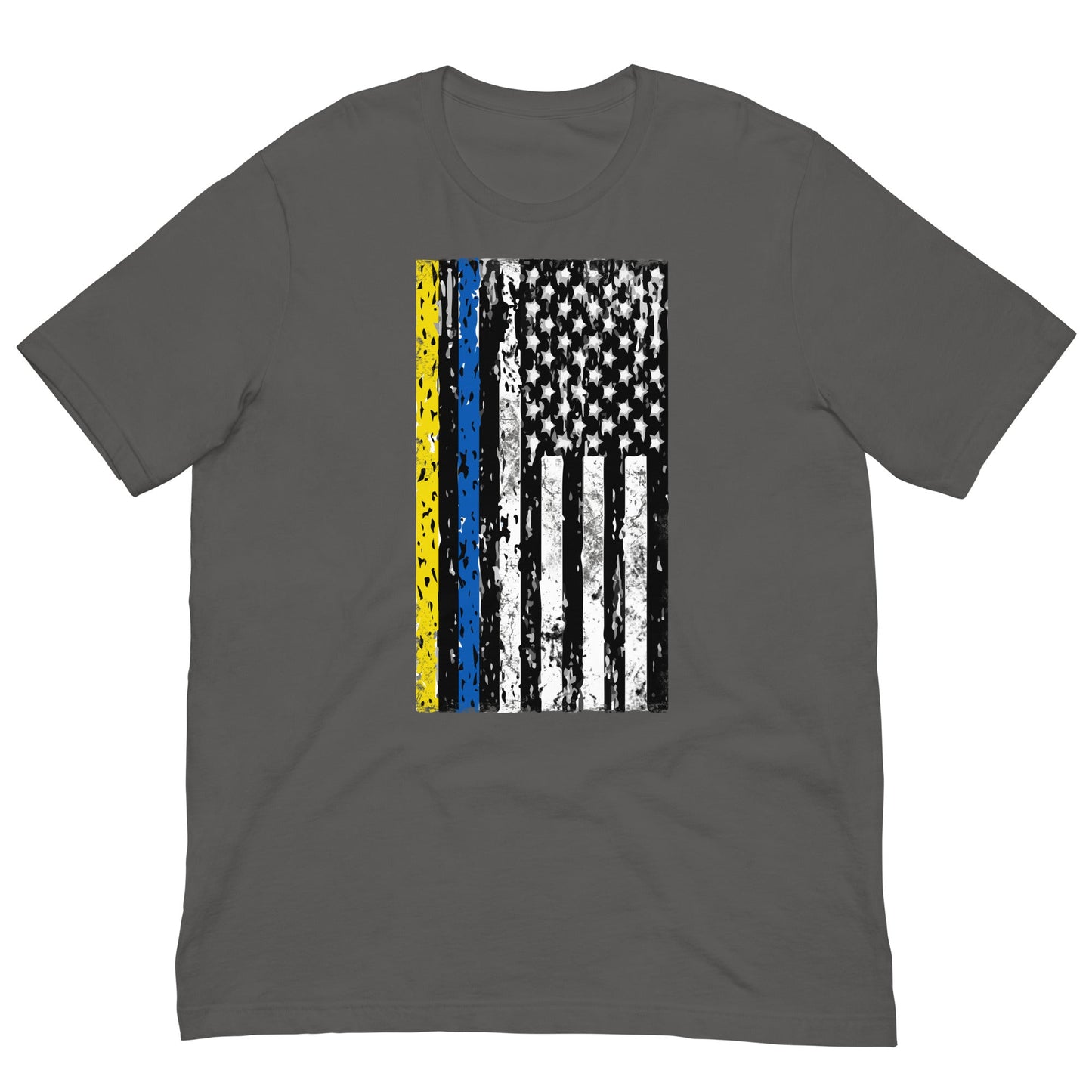 Ukrainian American Flag T-shirt Asphalt / S