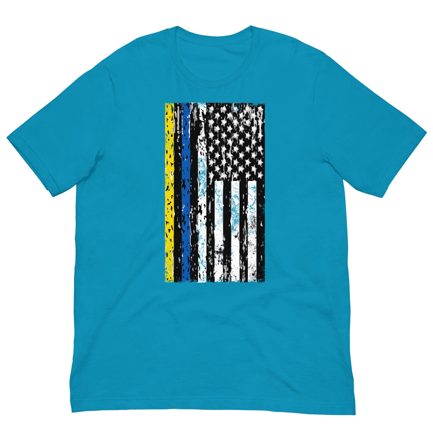 Ukrainian American Flag T-shirt Aqua / S