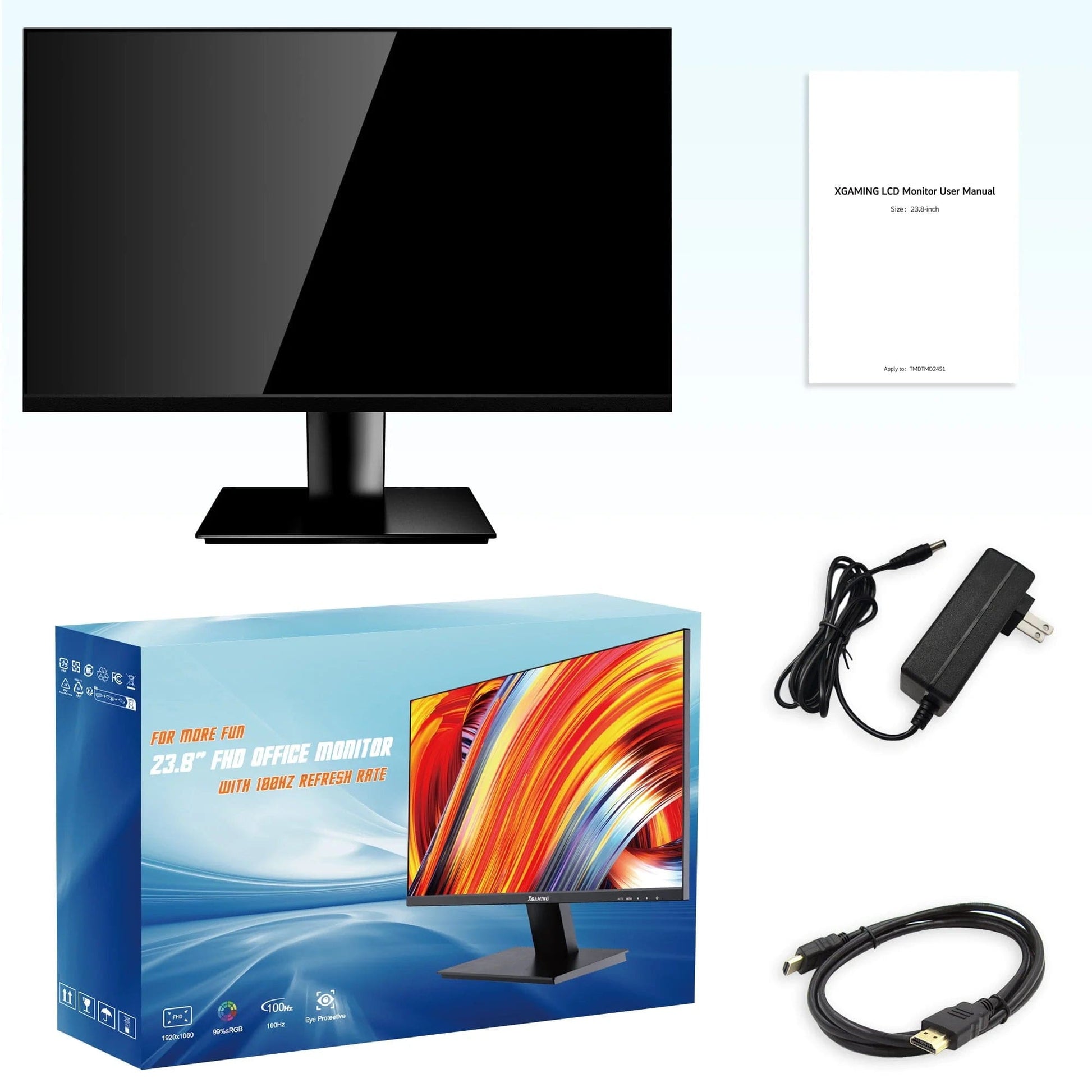 Ultra-Thin 24Inch 100Hz Gaming Monitor, FHD 1080P LED Monitor, 1920*1080P Monitor for Home Office, IPS HDR Computer Monitor HDMI Display with Low Blue Light, Free Sync, VESA Compatible 24" / 24Inch