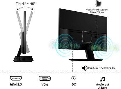 Ultra-Thin 24Inch 100Hz Gaming Monitor, FHD 1080P LED Monitor, 1920*1080P Monitor for Home Office, IPS HDR Computer Monitor HDMI Display with Low Blue Light, Free Sync, VESA Compatible 24" / 24Inch