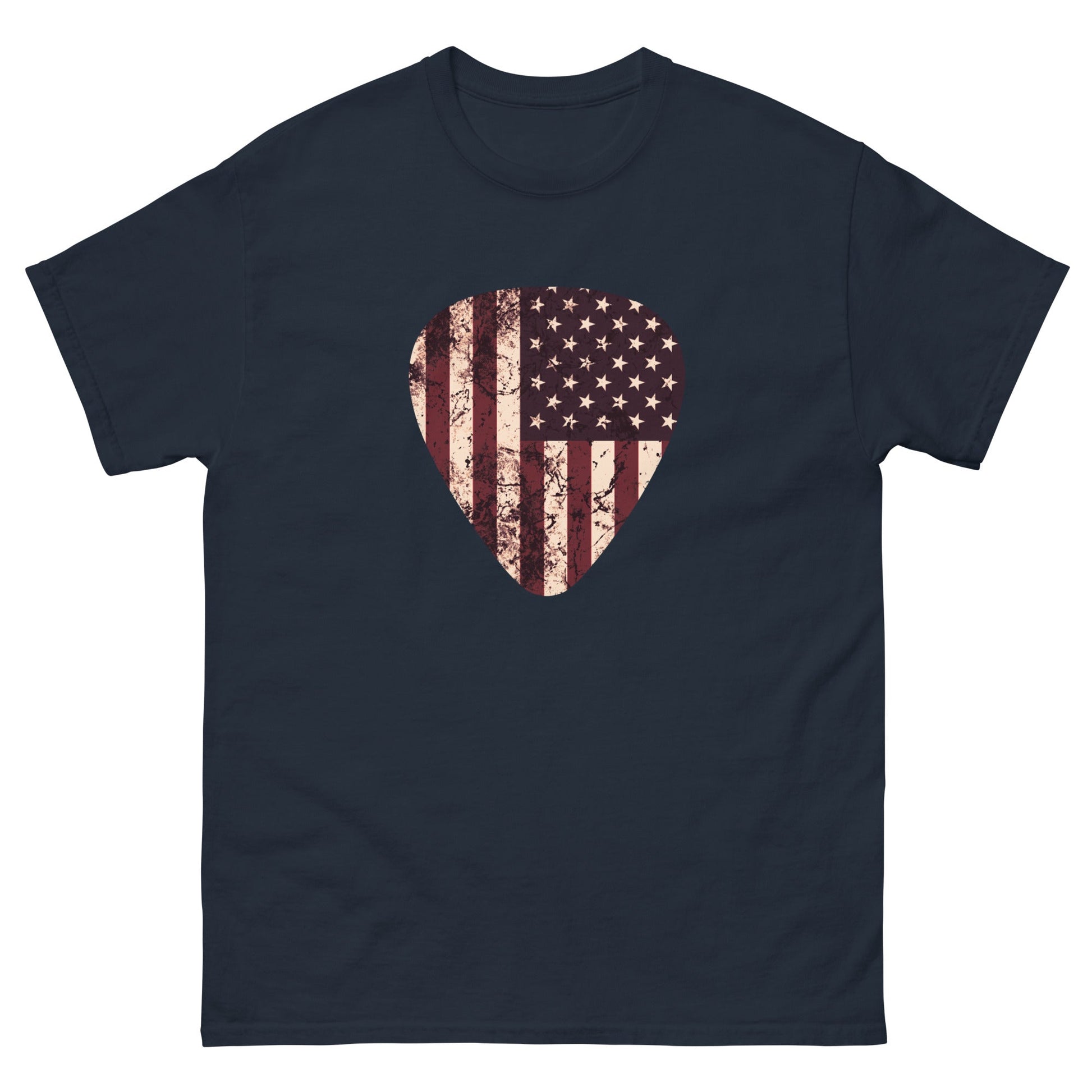 Vintage American Flag Guitar Pick T-shirt Navy / S
