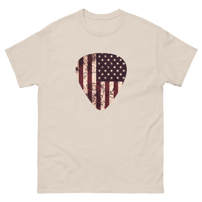 Vintage American Flag Guitar Pick T-shirt Natural / S