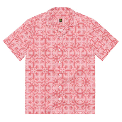 Vintage Chic Retro Pink Unisex Button-Up Shirt