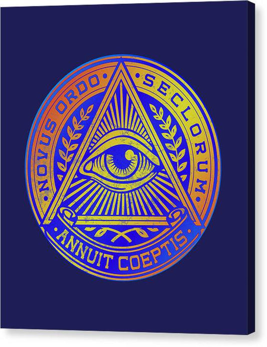 Vintage Illuminati Symbol Novus Ordo Seal - Canvas Print