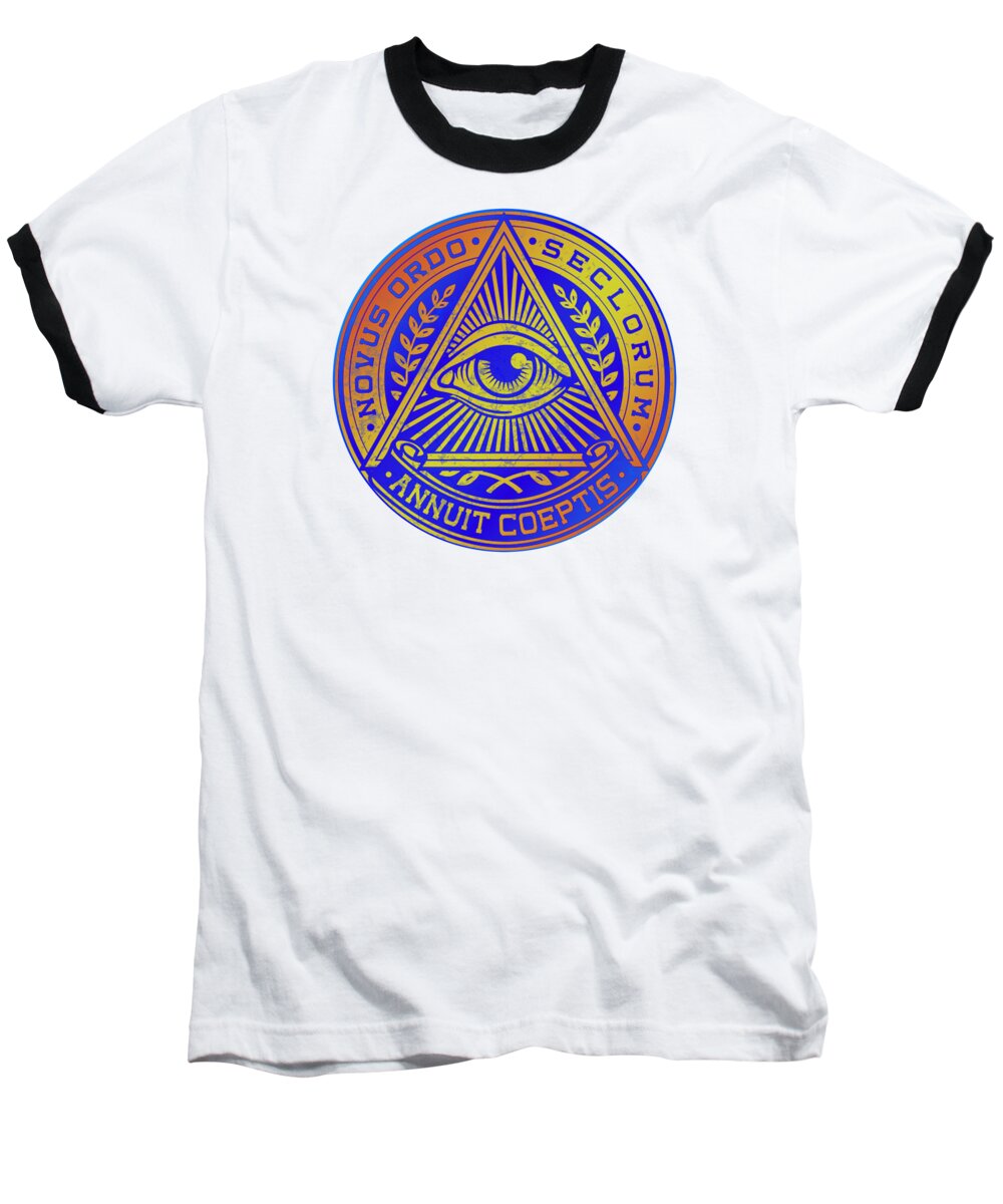 Vintage Illuminati Symbol Novus Ordo Seal - Baseball T-Shirt