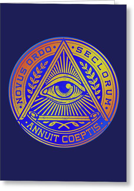 Vintage Illuminati Symbol Novus Ordo Seal - Greeting Card