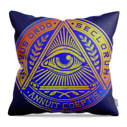 Vintage Illuminati Symbol Novus Ordo Seal - Throw Pillow