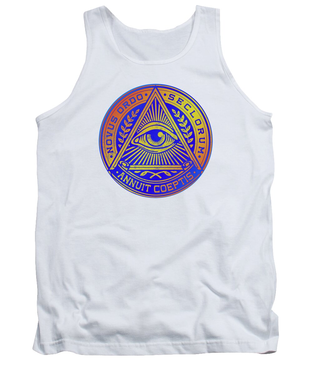 Vintage Illuminati Symbol Novus Ordo Seal - Tank Top