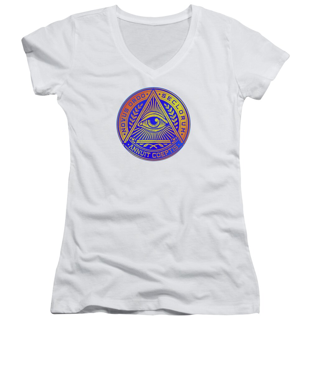 Vintage Illuminati Symbol Novus Ordo Seal - Women's V-Neck