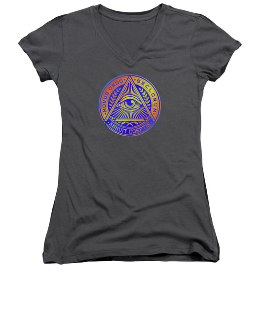 Vintage Illuminati Symbol Novus Ordo Seal - Women's V-Neck