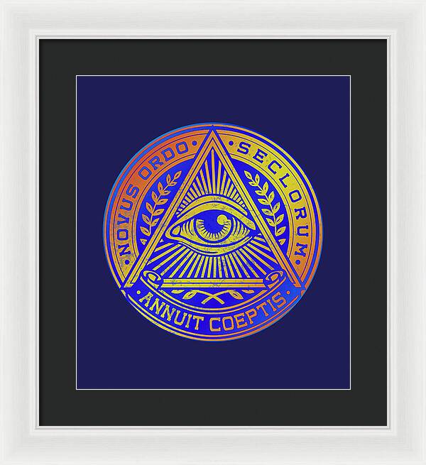 Vintage Illuminati Symbol Novus Ordo Seal - Framed Print