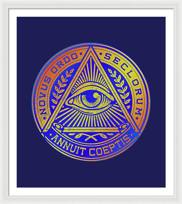 Vintage Illuminati Symbol Novus Ordo Seal - Framed Print