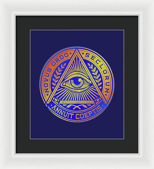 Vintage Illuminati Symbol Novus Ordo Seal - Framed Print