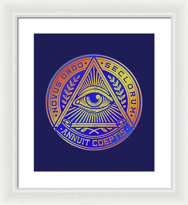 Vintage Illuminati Symbol Novus Ordo Seal - Framed Print