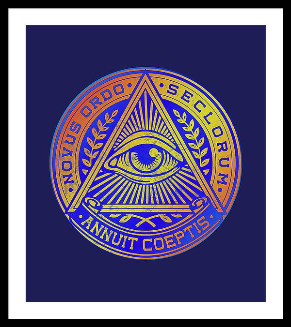 Vintage Illuminati Symbol Novus Ordo Seal - Framed Print