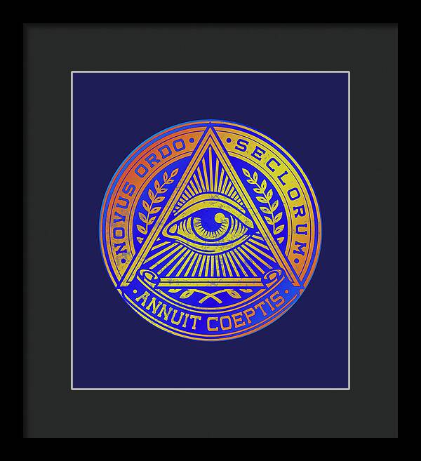 Vintage Illuminati Symbol Novus Ordo Seal - Framed Print