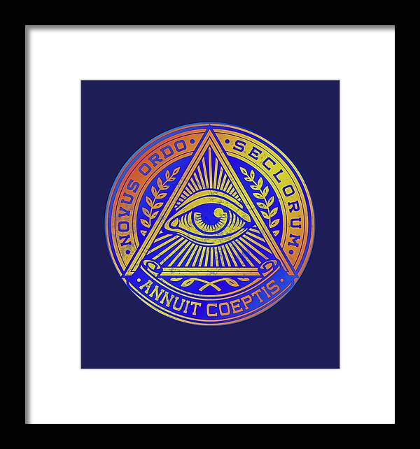 Vintage Illuminati Symbol Novus Ordo Seal - Framed Print