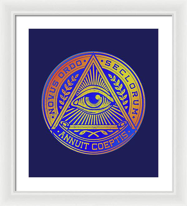 Vintage Illuminati Symbol Novus Ordo Seal - Framed Print