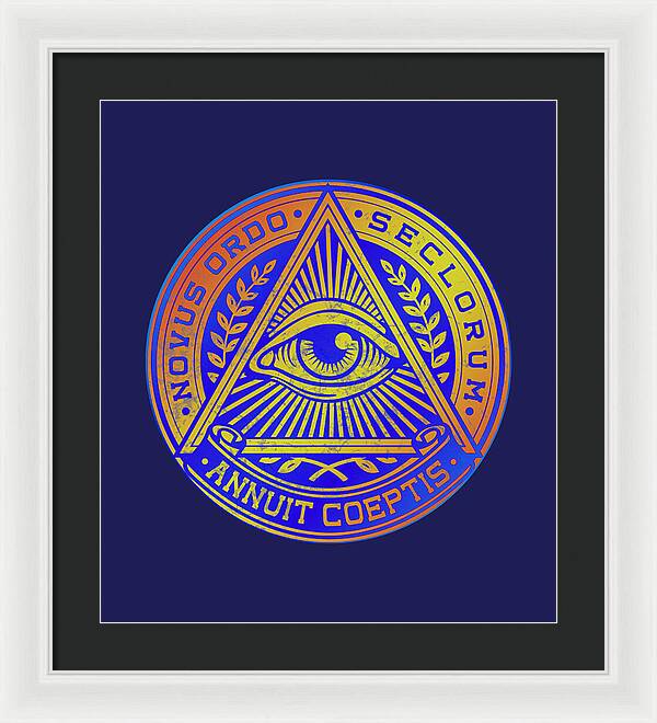 Vintage Illuminati Symbol Novus Ordo Seal - Framed Print