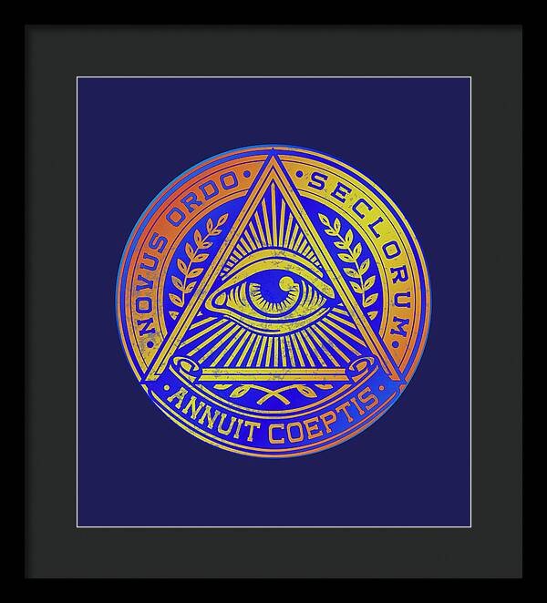 Vintage Illuminati Symbol Novus Ordo Seal - Framed Print