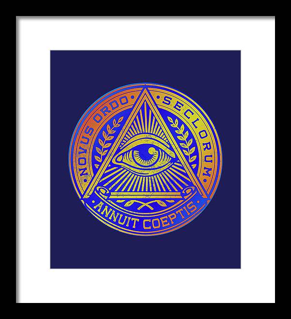 Vintage Illuminati Symbol Novus Ordo Seal - Framed Print