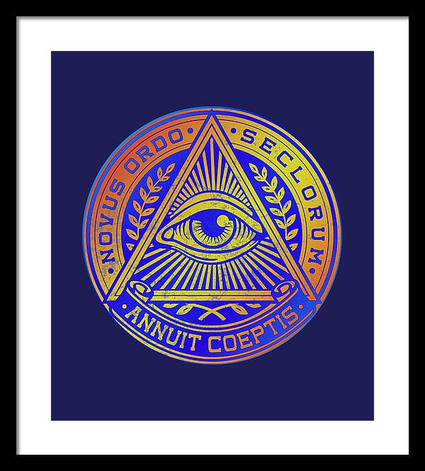 Vintage Illuminati Symbol Novus Ordo Seal - Framed Print